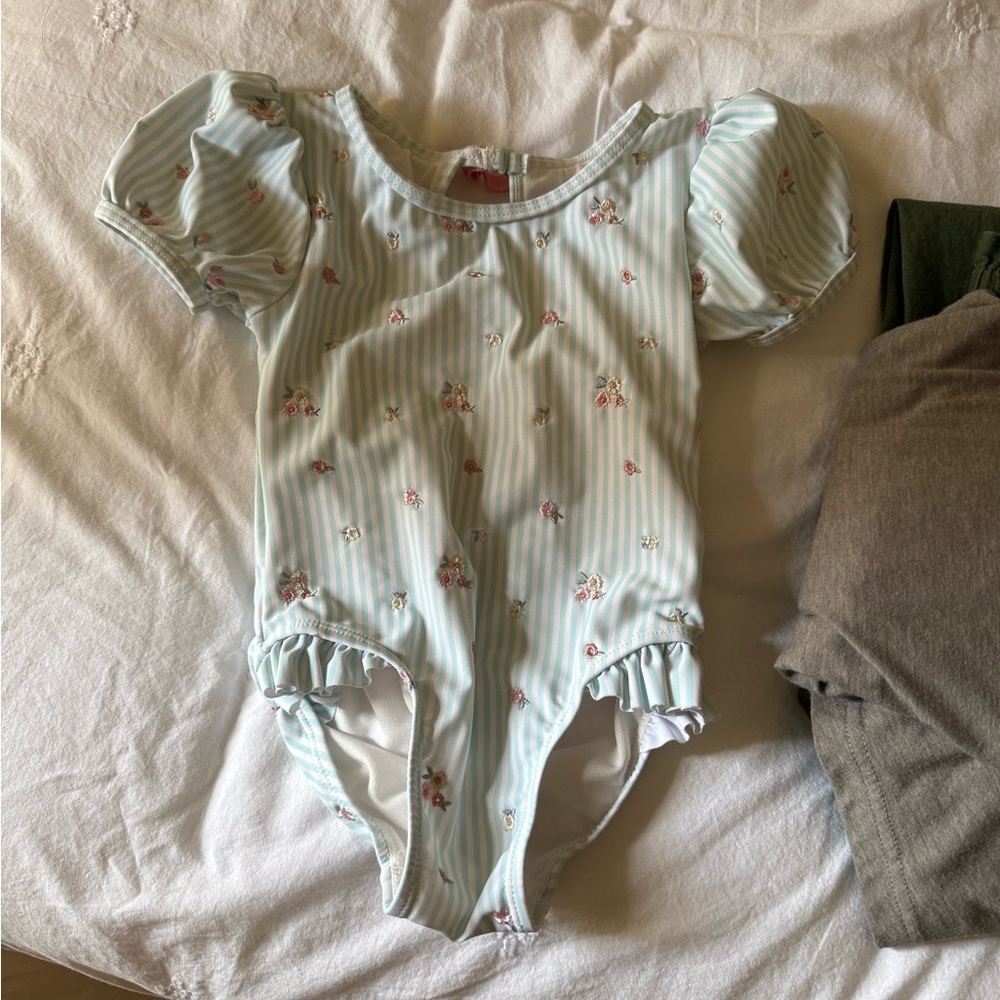 Tommy Bahama striped floral swimsuit 3t